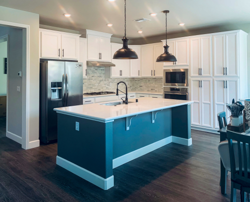 Trico Painting Cabinet Painting Project White Kitchen Cabinet With Blue Island